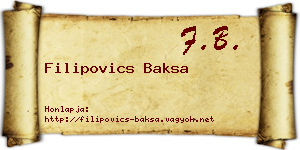 Filipovics Baksa névjegykártya